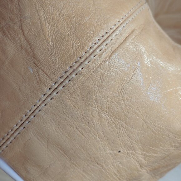 Custom Made Aged/Yellowed-White Leather Mini Handbag - Picture 7 of 13